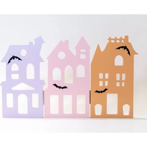 Target Halloween Pastel Tri Fold Out Tabletop Decor Houses Scene Spooky Village - Picture 1 of 10